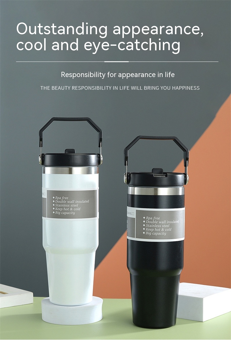 Insulated Stainless Steel Sports Tumbler – Premium 30oz Travel Water Bottle & Double-Wall Coffee Travel Cup