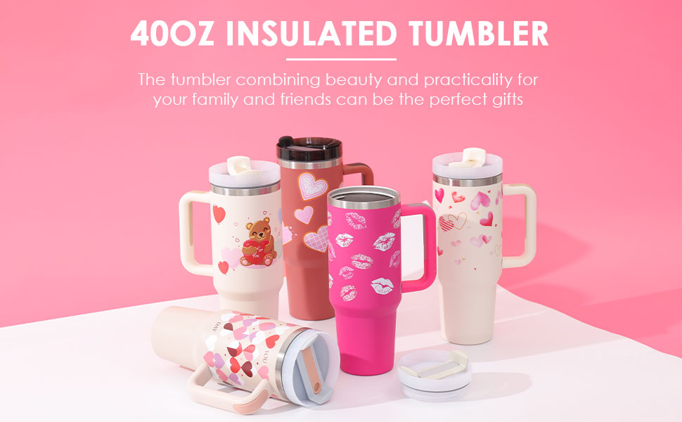 Insulated Tumbler 40oz – Premium Stainless Steel Sports Water Mug with Handle, Straw & Spill-Proof Lid