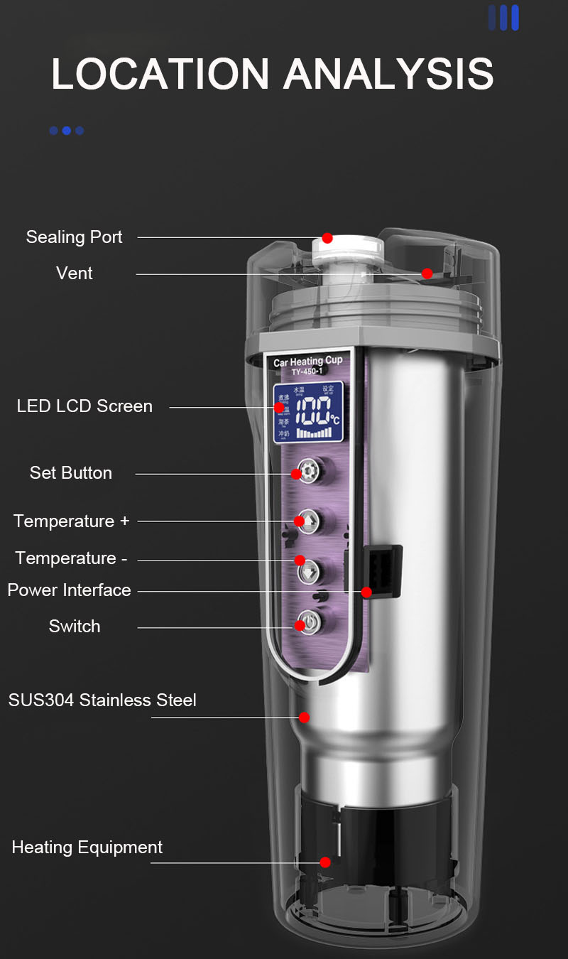 Smart Car Electric Heating Cup – Premium 400ml Digital Display Travel Thermos & Stainless Steel Portable Water