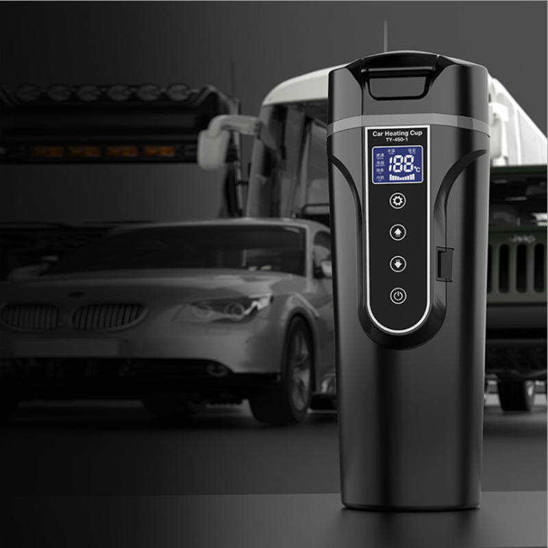 Smart Car Electric Heating Cup – Premium 400ml Digital Display Travel Thermos & Stainless Steel Portable Water