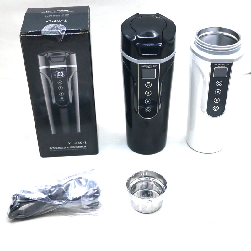 Smart Car Electric Heating Cup – Premium 400ml Digital Display Travel Thermos & Stainless Steel Portable Water