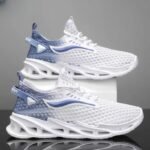 Men's Mesh Running Sneakers – Breathable Lace-Up Low-Top Sports Shoes White, Black, Blue - Image 5
