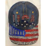 World Cup USA Bling Baseball Cap ,Rhinestone Denim Fan Hat,navy Blue - Image 4