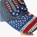 World Cup USA Bling Baseball Cap ,Rhinestone Denim Fan Hat,navy Blue - Image 10