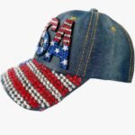 World Cup USA Bling Baseball Cap ,Rhinestone Denim Fan Hat,navy Blue - Image 7