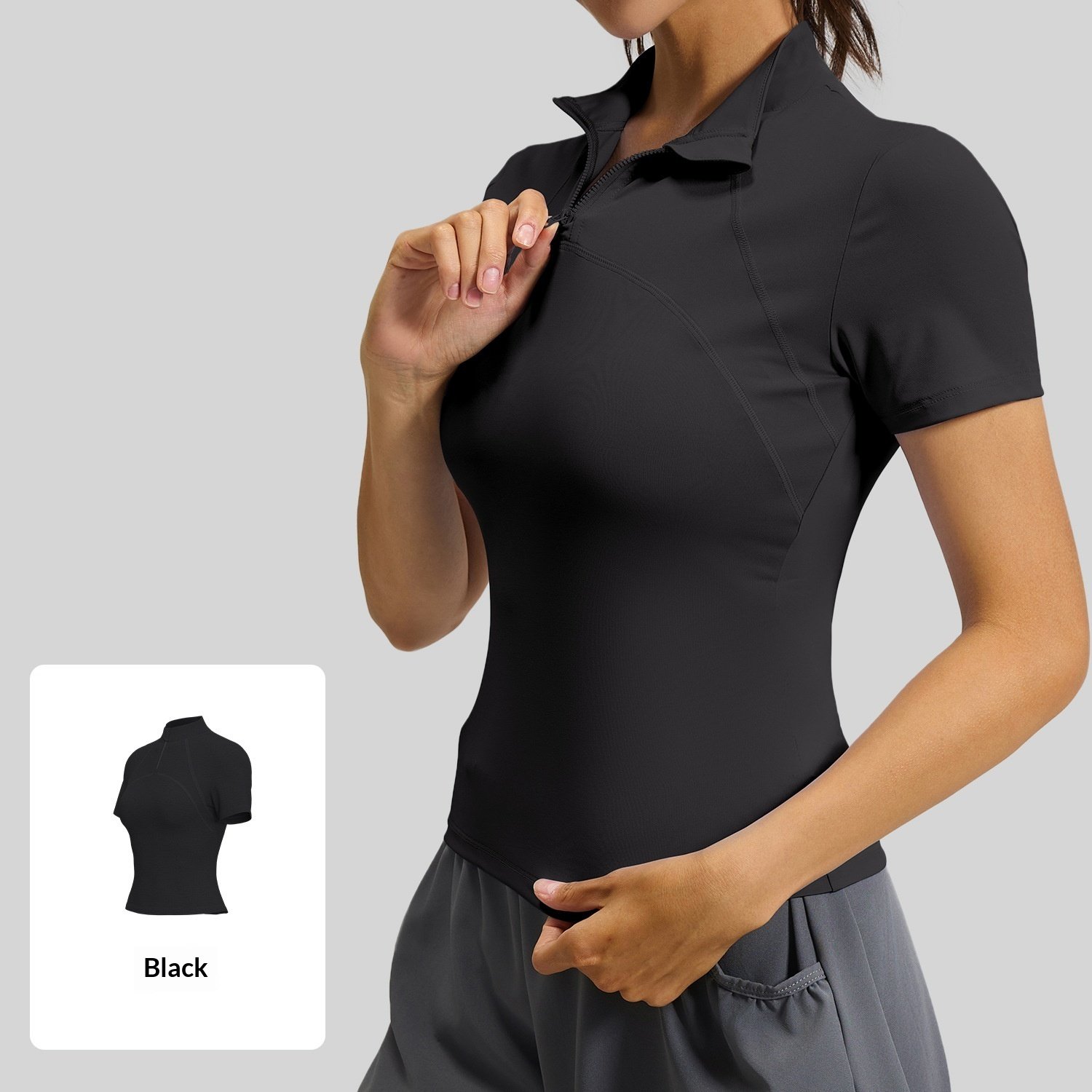 Women's Outdoor High-Elastic Half-Zip Yoga Top 2 Women's Outdoor High-Elastic Half-Zip Yoga Top - Image 2