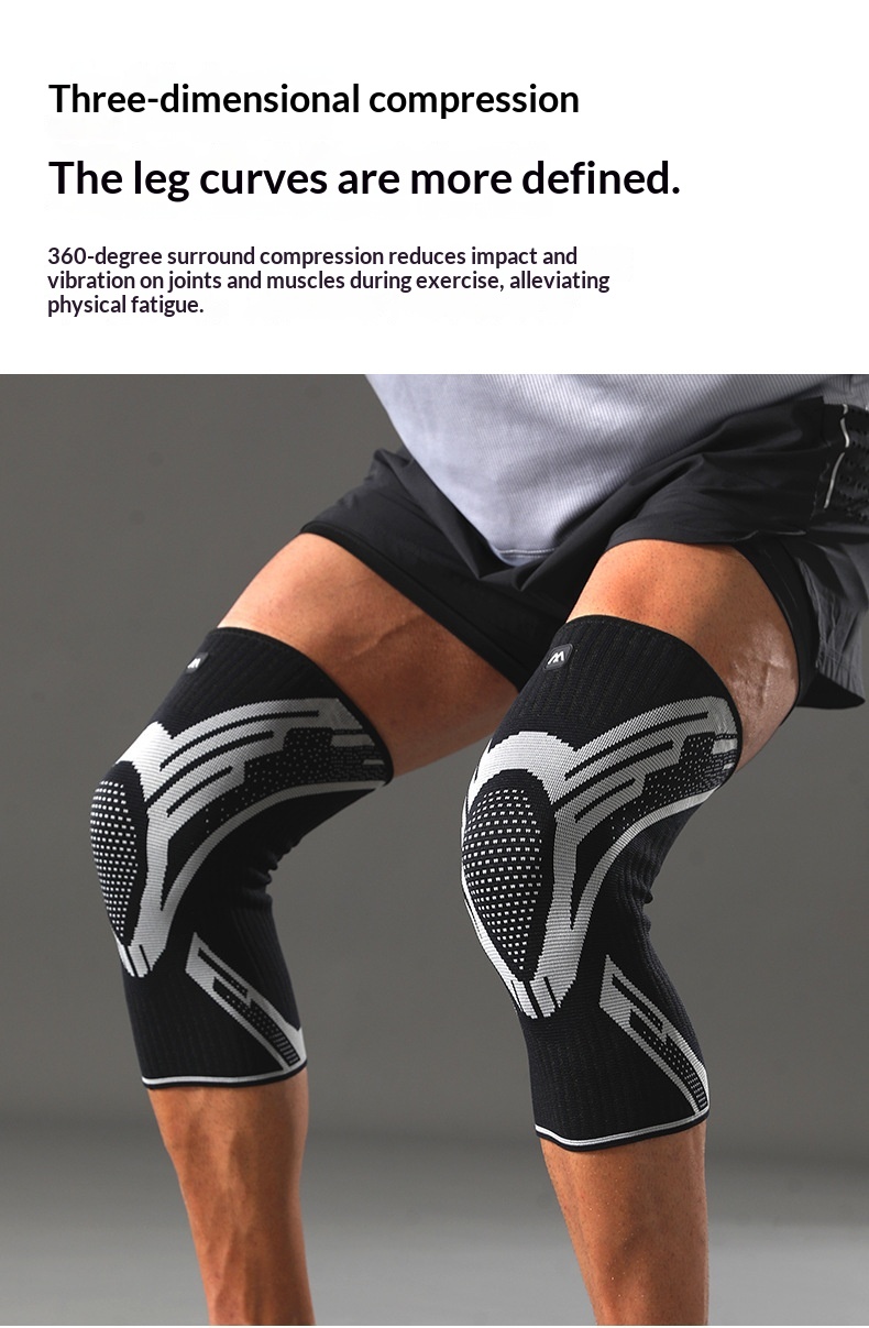 Nylon Four-way Stretch Knitted Sports Silicone Knee Brace