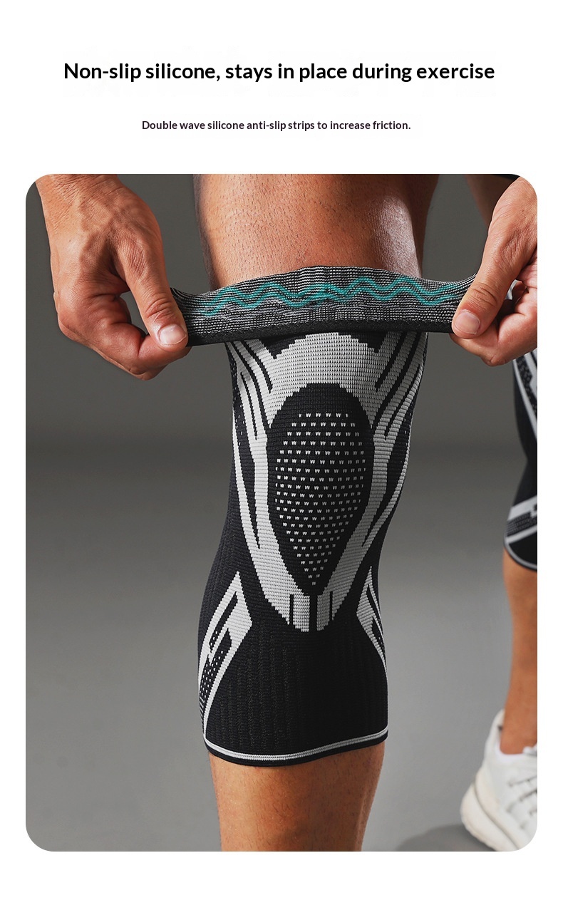 Nylon Four-way Stretch Knitted Sports Silicone Knee Brace