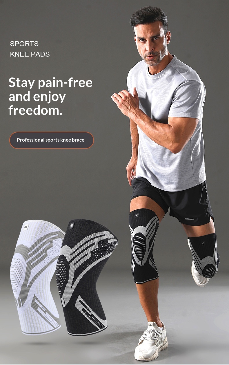 Nylon Four-way Stretch Knitted Sports Silicone Knee Brace