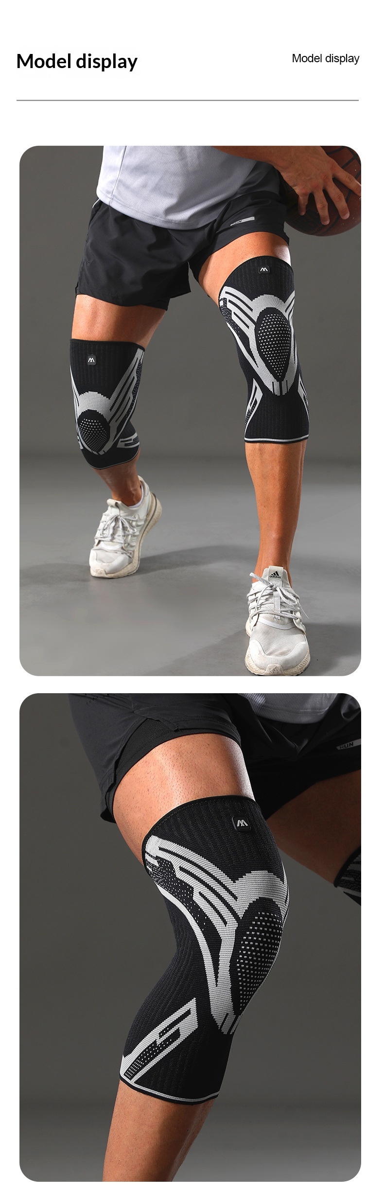 Nylon Four-way Stretch Knitted Sports Silicone Knee Brace