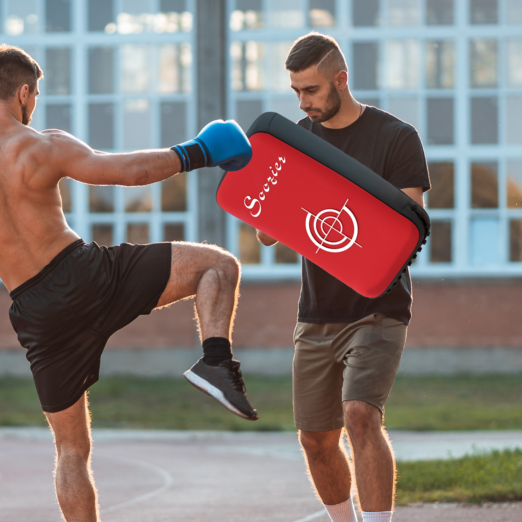 16.5 In Muay Thai Kick Shield Punching Pad, Kick Shield For Martial Arts, Karate, Kickboxing, MMA X 1 Unit, Red 1 16.5 In Muay Thai Kick Shield Punching Pad, Kick Shield For Martial Arts, Karate, Kickboxing, MMA X 1 Unit, Red