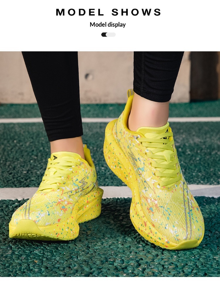 Iridescent running shoes profile view