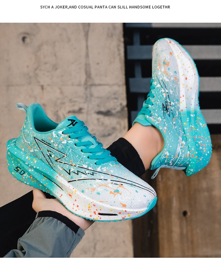 Iridescent running shoes side view