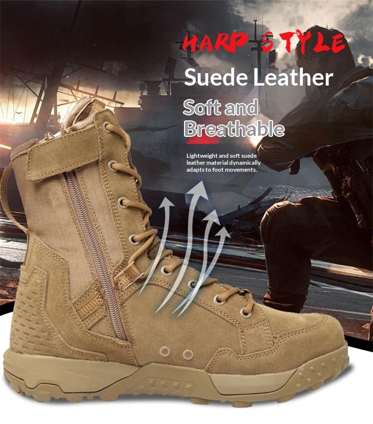 Men's Outdoor Waterproof Hiking & Combat Boots 34 Men’s hiking boots lace-up view