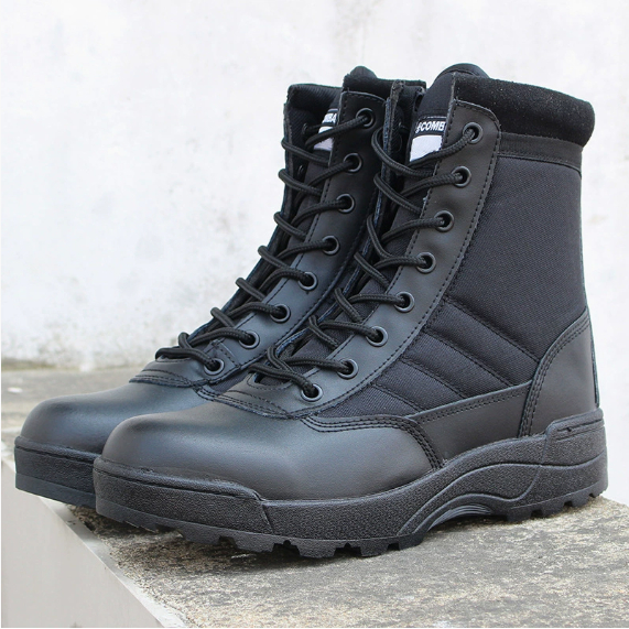 Rugged hiking boots full view