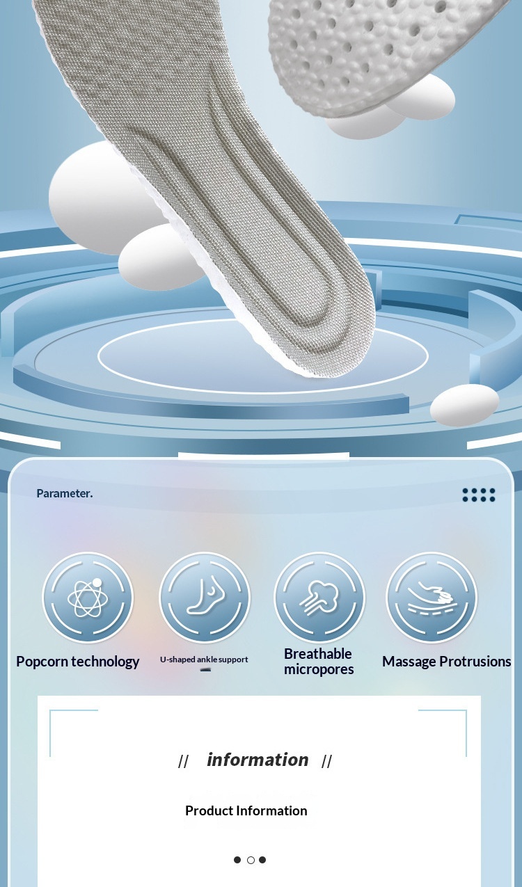 Cushioned sports shoe insoles