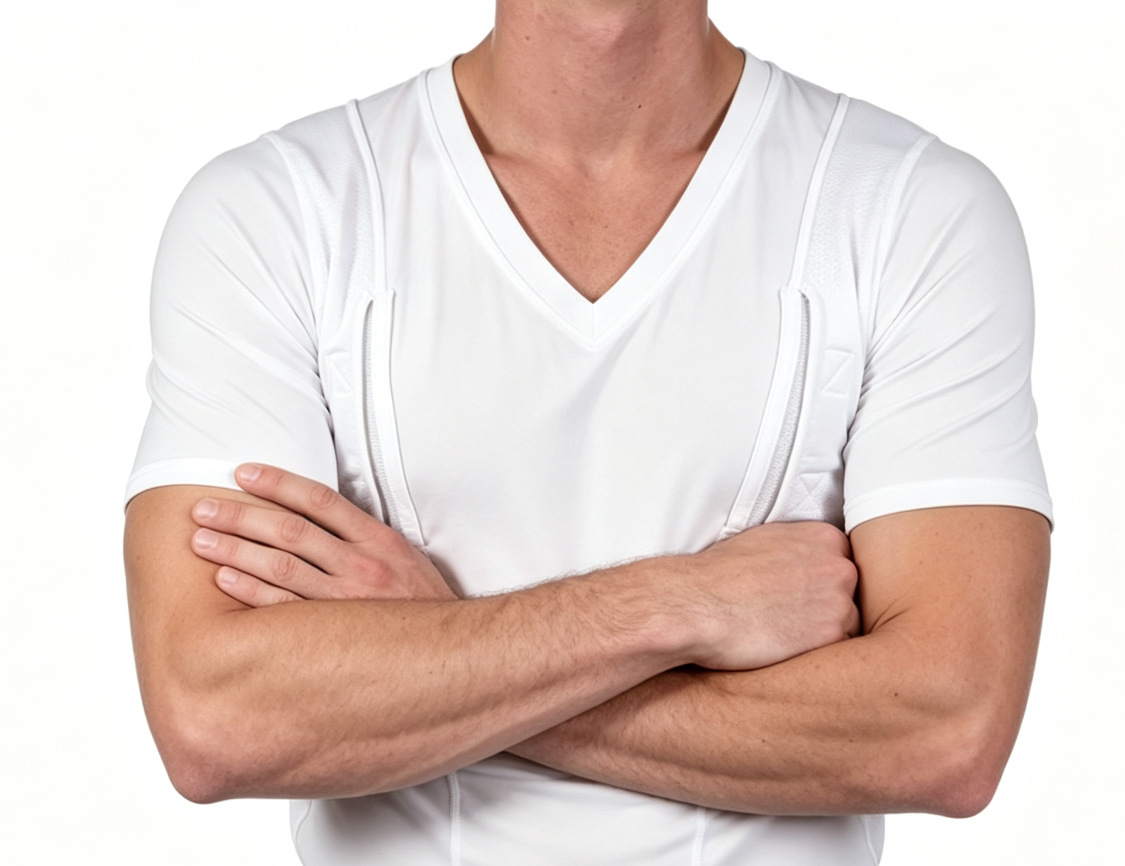 Men's Short-sleeve Concealed-carry Holster High Elastic V Neck Tactical Shirt 39 Men's Short-sleeve Concealed-carry Holster High Elastic V Neck Tactical Shirt - detail 9