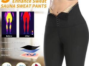 Women’s High-Waist Sauna Sweat Pants – Adjustable Thermo Compression Slimming Leggings