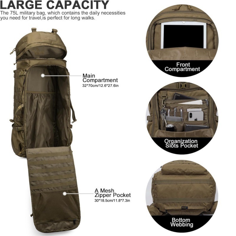 High-Capacity Tactical Mountaineering Backpack (36Lā55L) ā Heavy-Duty Outdoor Travel Rucksack 3 Tactical mountaineering backpack 36L-55L - view 2