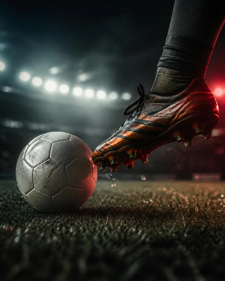 Soccer cleats on grass