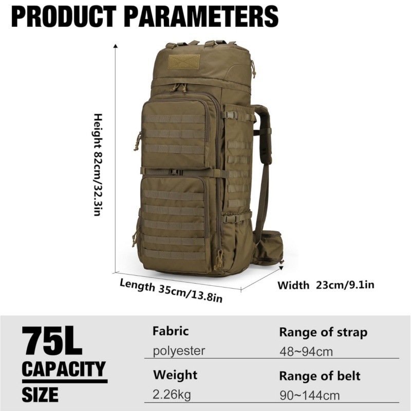 High-Capacity Tactical Mountaineering Backpack (36Lā55L) ā Heavy-Duty Outdoor Travel Rucksack 8 Tactical mountaineering backpack 36L-55L - view 7