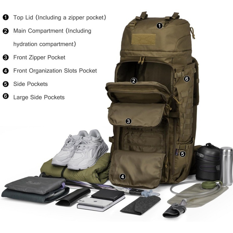 High-Capacity Tactical Mountaineering Backpack (36Lā55L) ā Heavy-Duty Outdoor Travel Rucksack 5 Tactical mountaineering backpack 36L-55L - view 4