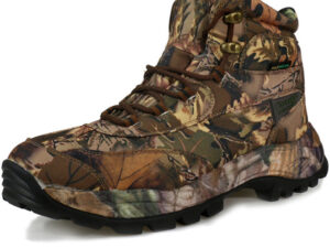 Men's waterproof high-top hiking boots in brown camo
