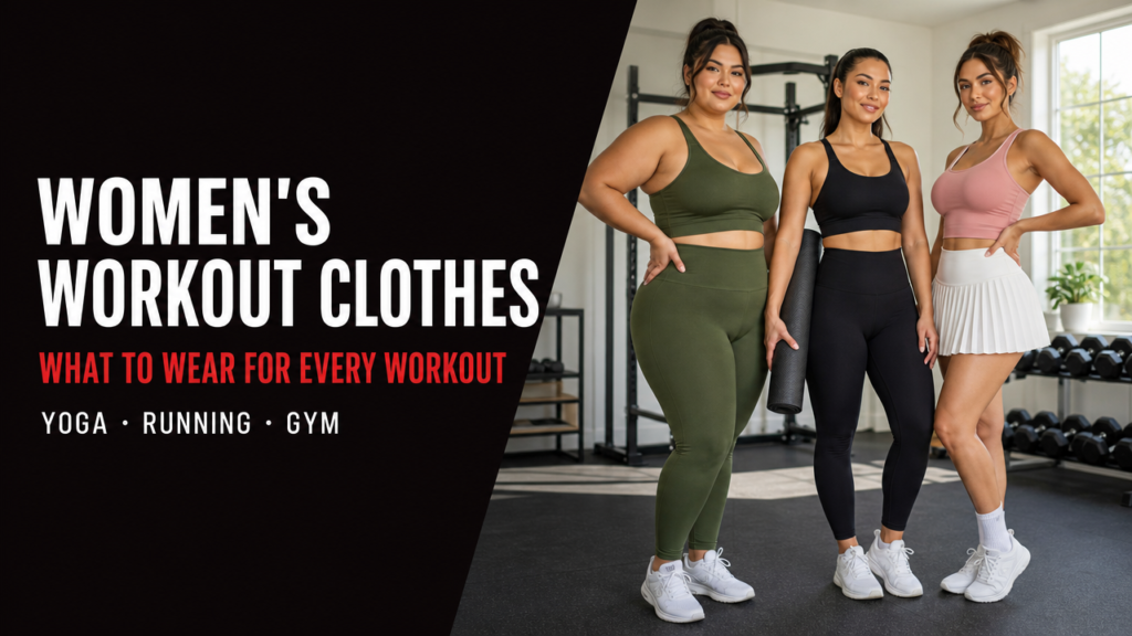 Women's Workout Clothes: What to Wear for Yoga, Running, the Gym and More 2 Women in seamless leggings, sports bras and a tennis skirt in a home gym, for a guide to women's workout clothes